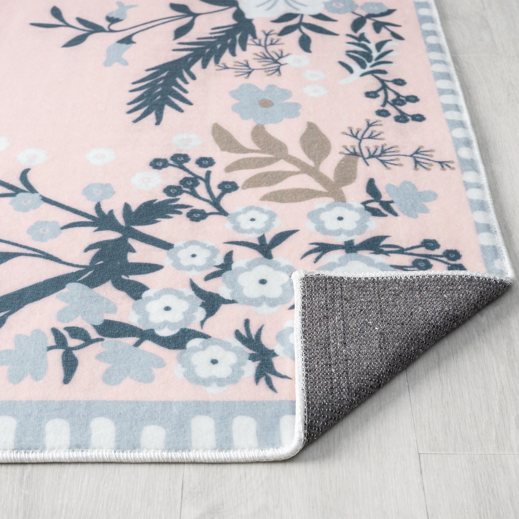 My Texas House Multicolor Floral Printed Faux Fur Machine Washable Indoor Area Rug, 5' x 8'