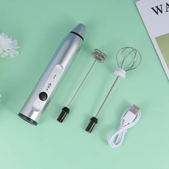 PAMINGONO 1Pack Plastic Milk Foamer Automatic Stirrer for Cooking 1 Design USB Rechargeable Silver