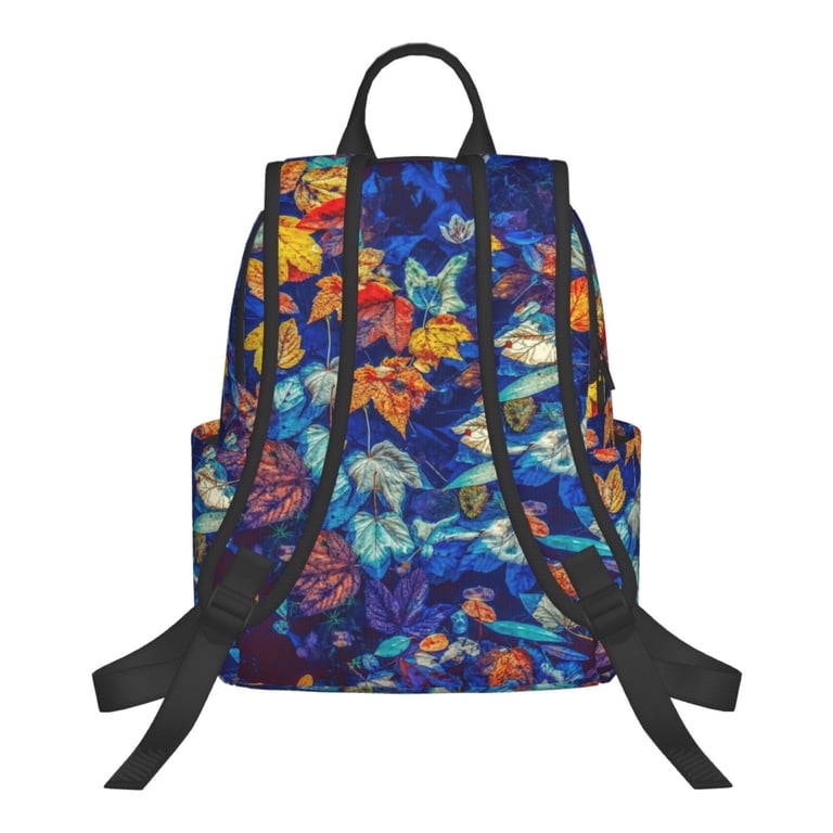 Colorful Leaf Print Backpack Colorful Leaf Pattern Backpack, Travel School Rucksack - Etsy main image 4