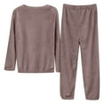 thumbnail image 3 of Two Piece Sets for Women – Pajama Sets Designed for Weekend Calm or Travel Nights Women's Solid Color Flannel Warm And Cozy Set Winter Thick Warm Home Clothes, 3 of 8