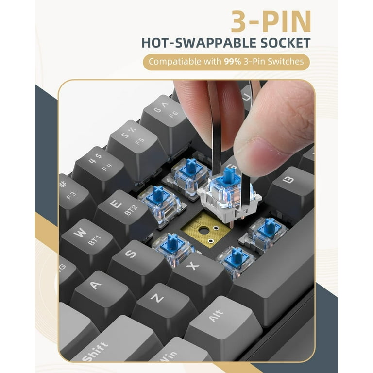 雪月花⑅︎◡̈︎* ZIYOULANG K68 60% Wireless Mechanical Keyboard, Bluetooth