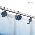 thumbnail image 3 of Sunlit Seashells Decorative Shower Curtain Hooks, Blue Ocean Creatures Coastal Shower Curtain Rings, Resin, Nautical Bathroom Decoration Beach Shower Curtain Hooks-12 Pack, 3 of 5