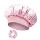 thumbnail image 1 of Gorro de satén con lazo, gorro de noche, gorro de baño, gorro para el cabello de mujer para salón de belleza y baño. Rosa, 1 of 9