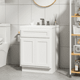 thumbnail image 4 of Vanity Art 24 Inch Double Shutter Door Bathroom Vanity Base Cabinet with Soft Closing Shaker Drawer, Strudy Floor Mount Storage Cabinet Organizer for Bedroom, Living Room, Kitchen, VA4024-W., 4 of 9