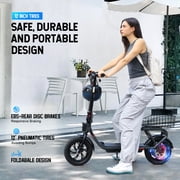 SISIGAD Electric Scooter with Seat for Adults, 500W Peak Motor, 36V 7.8Ah Battery, 20 Miles Range, E Scooter with Large Basket, UL2272