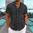 thumbnail image 2 of TAGOLD Mens Summer Short Sleeve Turndown collar Blouse & Shirt Plaid Print Classic Casual Top, 2 of 5