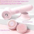 thumbnail image 2 of Multi-Function Electric Facial Cleansing Brush with Base and 2 Brush Heads, Portable Face Scrubber for Deep Skin Cleaning and Gentle Exfoliating (Pink), 2 of 7