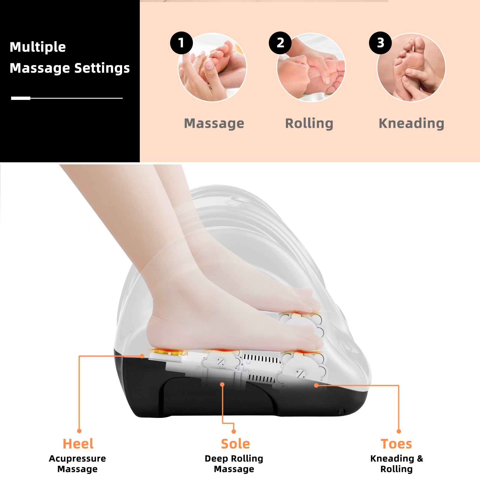 Giantex Foot Massager Machine, Electric Therapeutic Shiatsu Foot Calf Massager w/Kneading & Rolling for Foot & Ankle Pain, Black