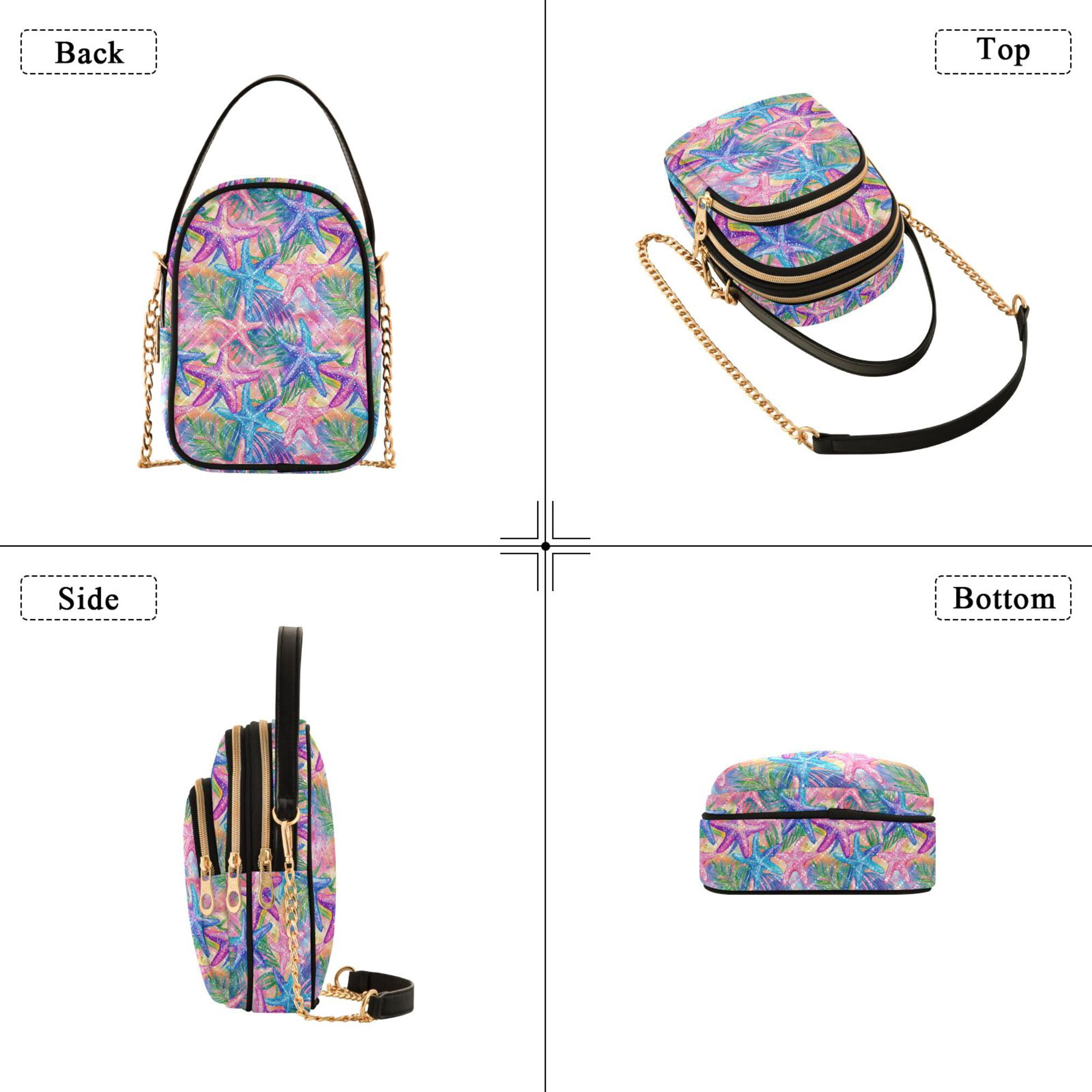 FORMRS Crossbody Bag for Women Quilted Travel Shoulder Cell Phone Purse with Chain Strap Handbag, Gradient Starfish Pattern