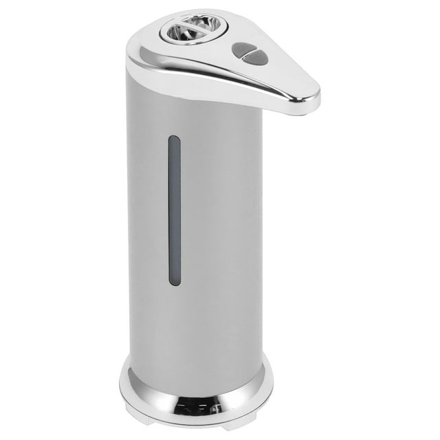 Dispensador de jabón automático de 250 ml con sensor infrarrojo sin contacto para baño y hogar, color plateado