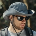 thumbnail image 5 of harmtty Windproof Bucket Hat Men Summer Sun Hat Windproof Strap Wide Brim Anti uv Sun Foldable Portable Gardening Fishing Travel Outdoor Fisherman Dark Gray, 5 of 8