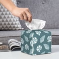 thumbnail image 4 of Leather Tissue Box Cover Square - Green White Conch Waterproof Tissue Box Holder Paper Case Organizer Dispenser for Modern Home Office Room Home Bathroom Decor, 4 of 7