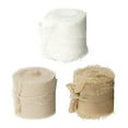 thumbnail image 2 of 3 Rolls Handmade Polyester Chiffon Fringe Ribbon White+Beige, 2 of 8