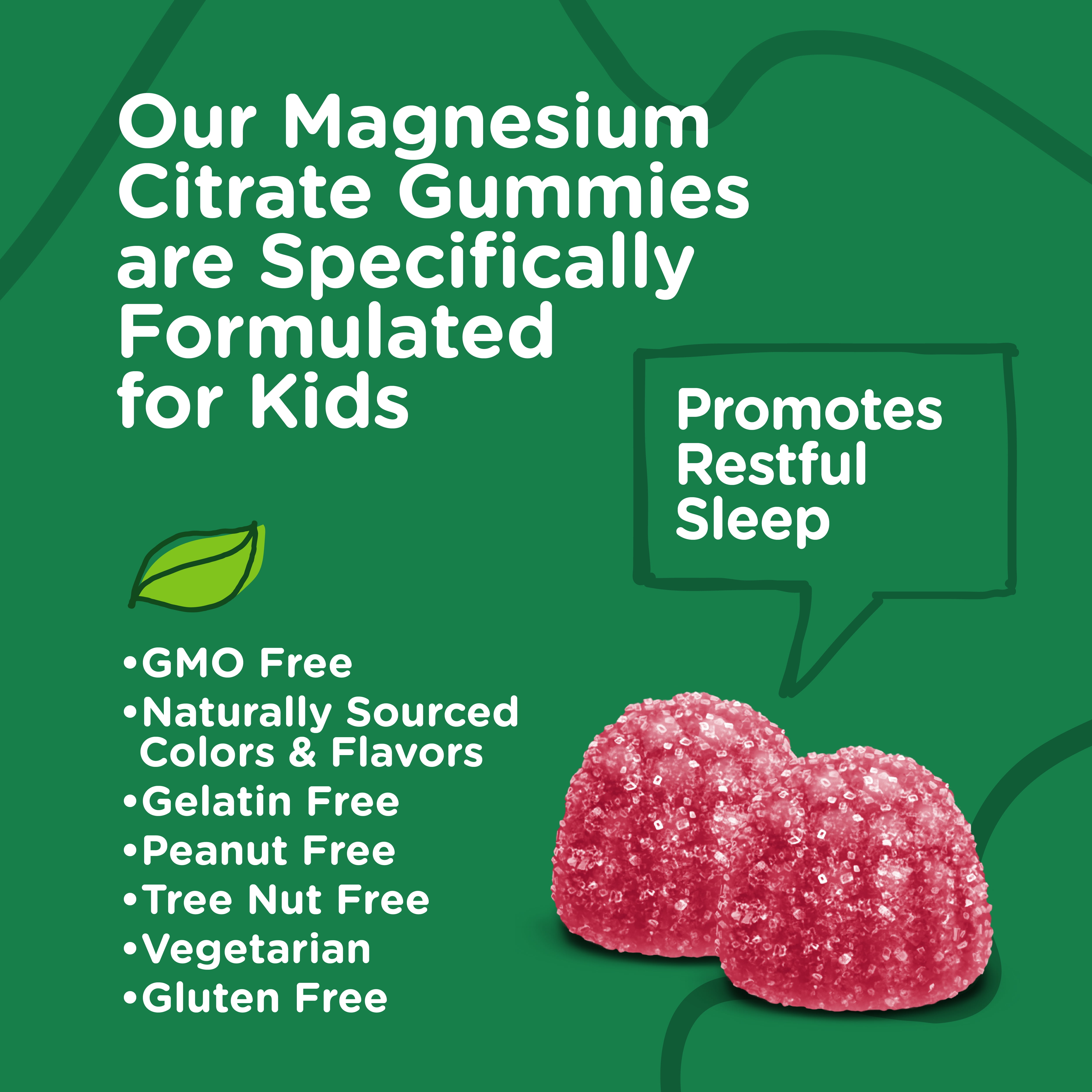 Viteey Kids Magnesium Gummies, Calm Magnesium Supplements, Raspberry Flavor, 120ct
