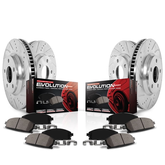 PowerStop Front and Rear Z23 Evolution Sport Carbon-Fiber Ceramic Brake Pad and Drilled & Slotted Rotor Kit Fits: MERCEDES-BENZ Select Models K4463