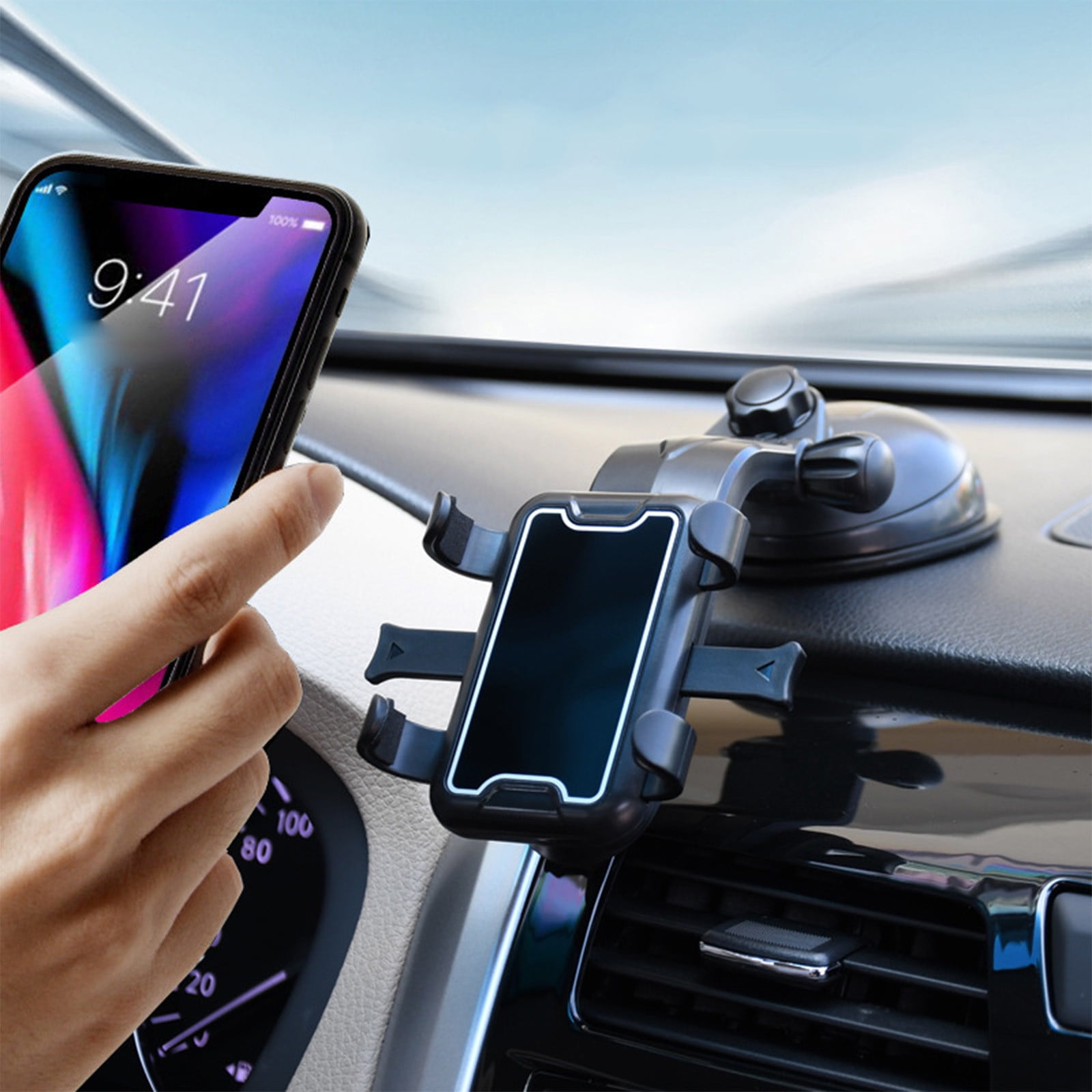 Haykey (Suction Cup Type) Press Type Car Mobile Phone Holder Car