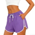 thumbnail image 2 of XPMWRP Women's Quick Dry Contrast Trim Running Shorts Elastic Waist Drawstring Athletic Workout Shorts Breathable Gym Shorts with Pockets Purple XXXL, 2 of 5