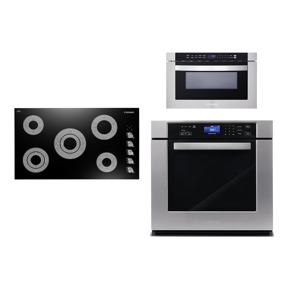 Cosmo 3 Piece Kitchen Appliance Package With 36" Electric Cooktop 24