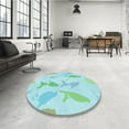 thumbnail image 3 of Ahgly Company Indoor Round Patterned MediumTurquoise Green Area Rugs, 4' Round, 3 of 6