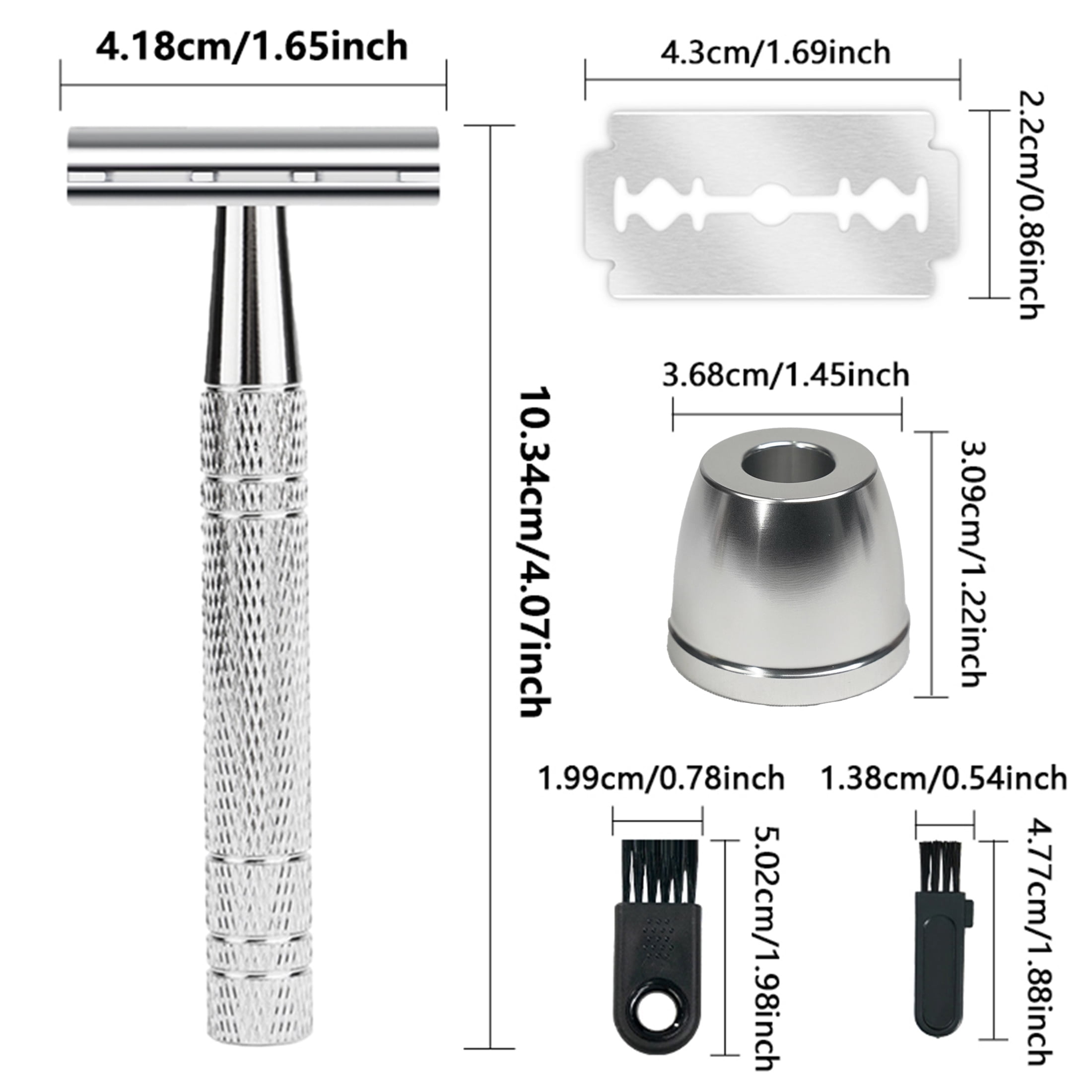Waysh Classic Wet Shave 20 Blade Safety Razor Kit with Stand, Silver