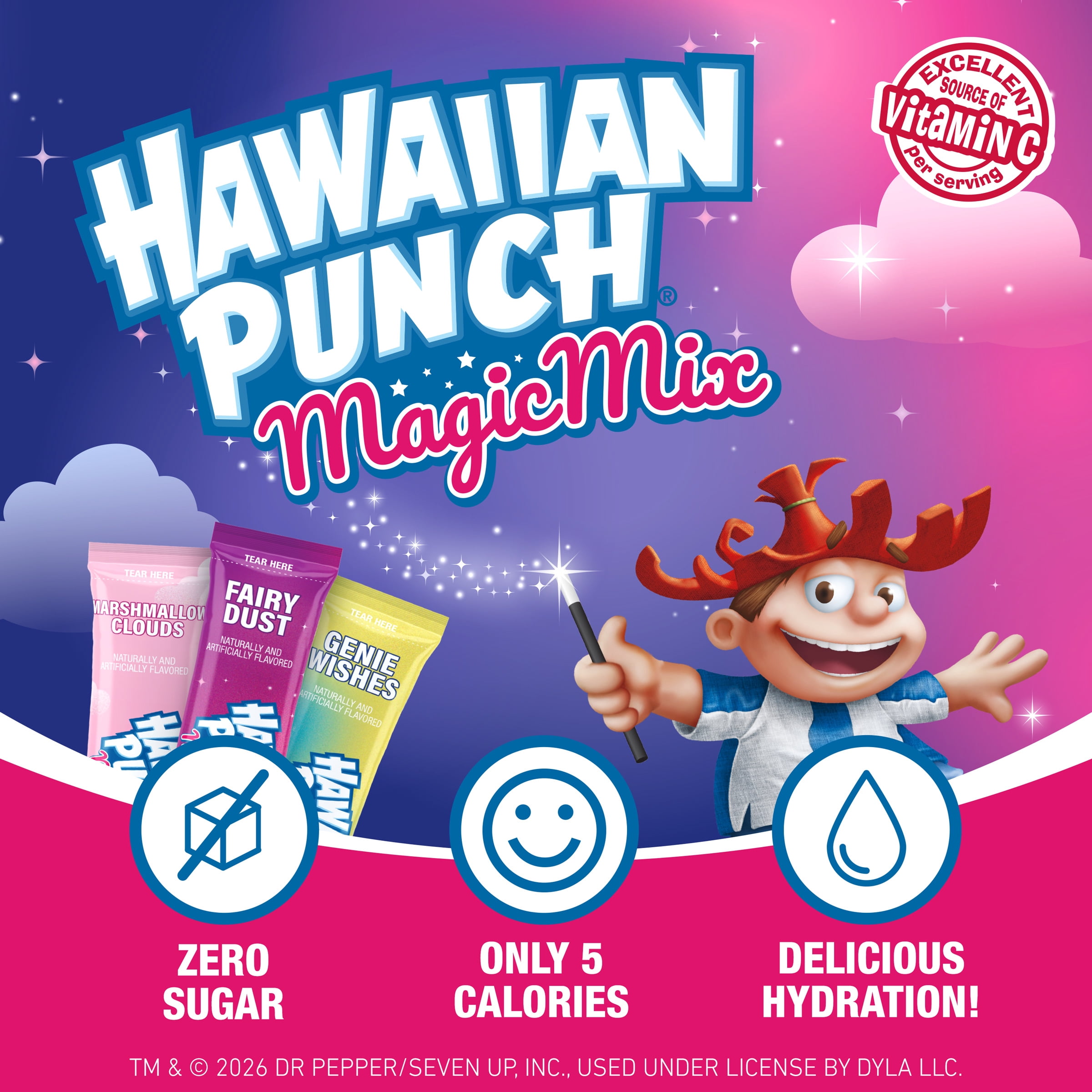 (6 pack) Hawaiian Punch Magic Powder Drink Mix Variety Pack, Fairy Dust, Marshmallow Clouds & Genie Wishes, 30 Sticks