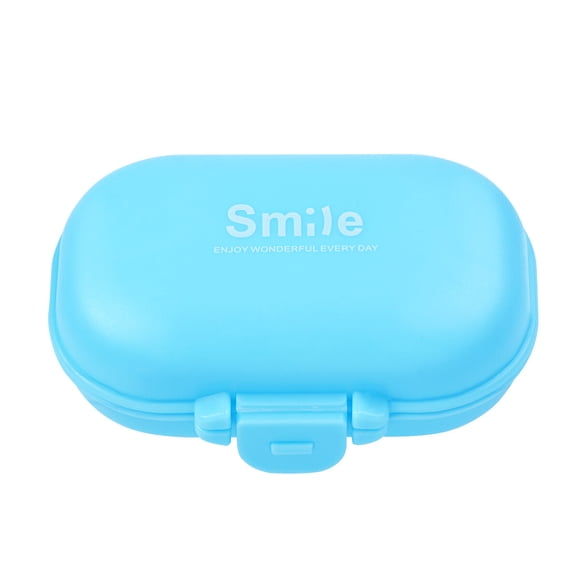 BESTOMZ 1PC Mini Pill Vitamins Organizer 4 Compartments Pill Box Portable Medicine Container (Blue)