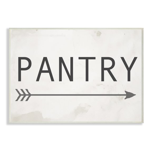 Stupell Industries Pantry Sign with Arrow Typography Painting Unframed Art Print Wall Art, 13 x 19
