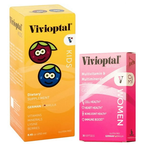 Vivioptal Daily Multivitamins with CoQ10 and Omega-3 Women & Kid Softgels Bundle!