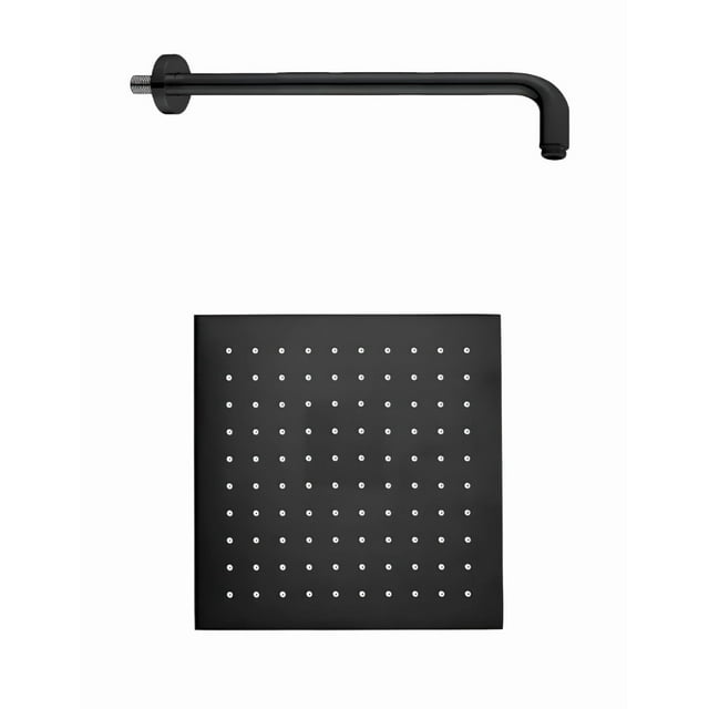 Regadera Xtellar Cuadrada 20cm Negra Acero Inox Con Tubo 40cm Color Negro