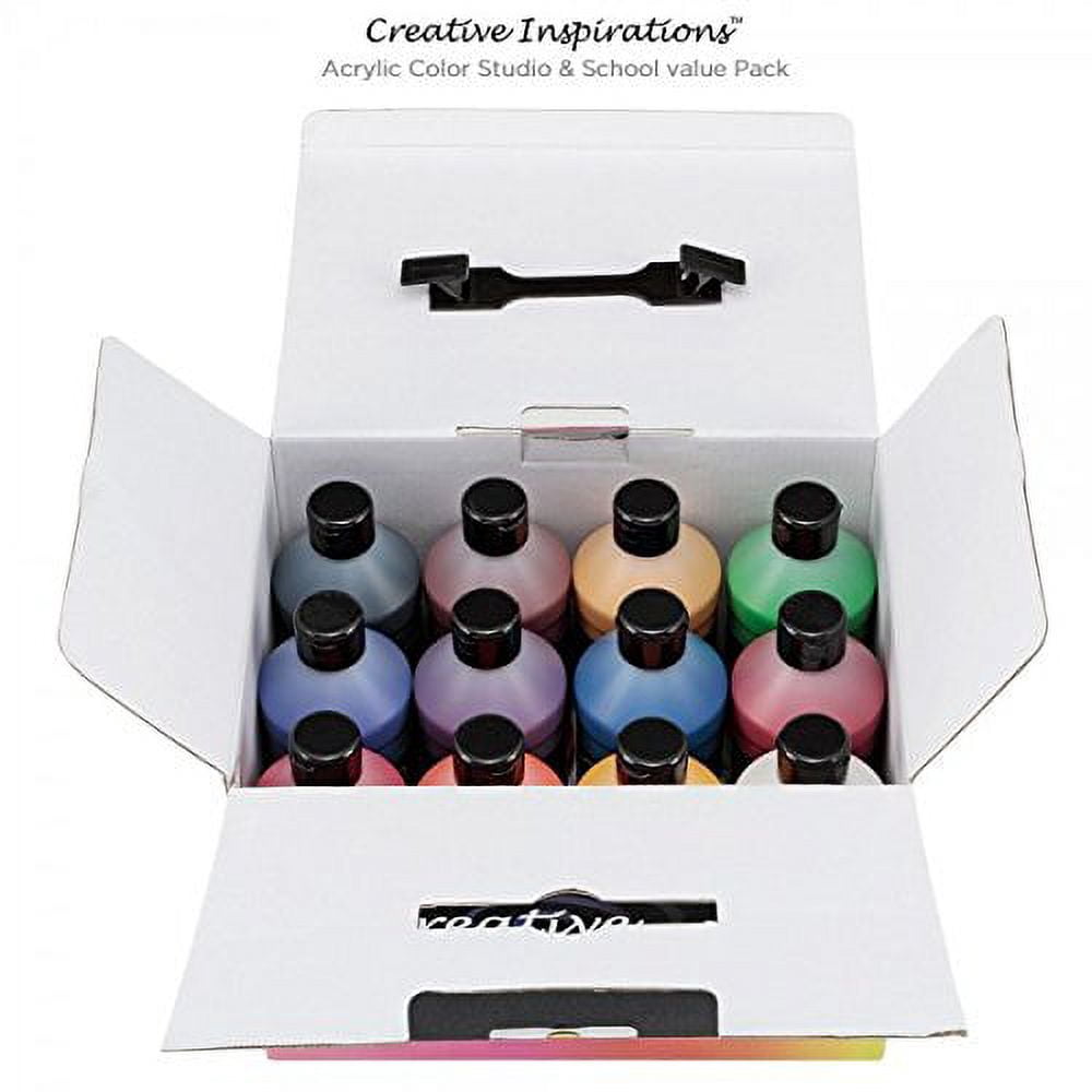 Creative Inspirations Artist Acrylic Paint Set of 12 Assorted Colors - 16 oz Bottles - DOUBLE PACK
