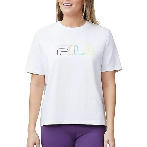 Fila Women's White Crewneck Logo Tee Shirt, Short Sleeve, XL