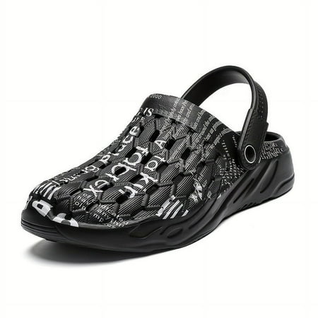 

Men s Alphabet Print Clogs Slip-on Closed Toe Sandals Soft Sole Walking Shoes Outdoor Garden Shoe Beach Sandals