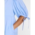 thumbnail image 3 of Terra & Sky Women’s Plus Tiered Midi Dress with Short Puff Tie Sleeves, Sizes 0X-5X, 3 of 4
