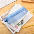 thumbnail image 6 of JeashCHAT Grid Mesh Pencil Case with Zipper Clear Small Pencil Pouch Transparent Stationary Bag for Pens, Pencils, Markers (Blue), 6 of 6