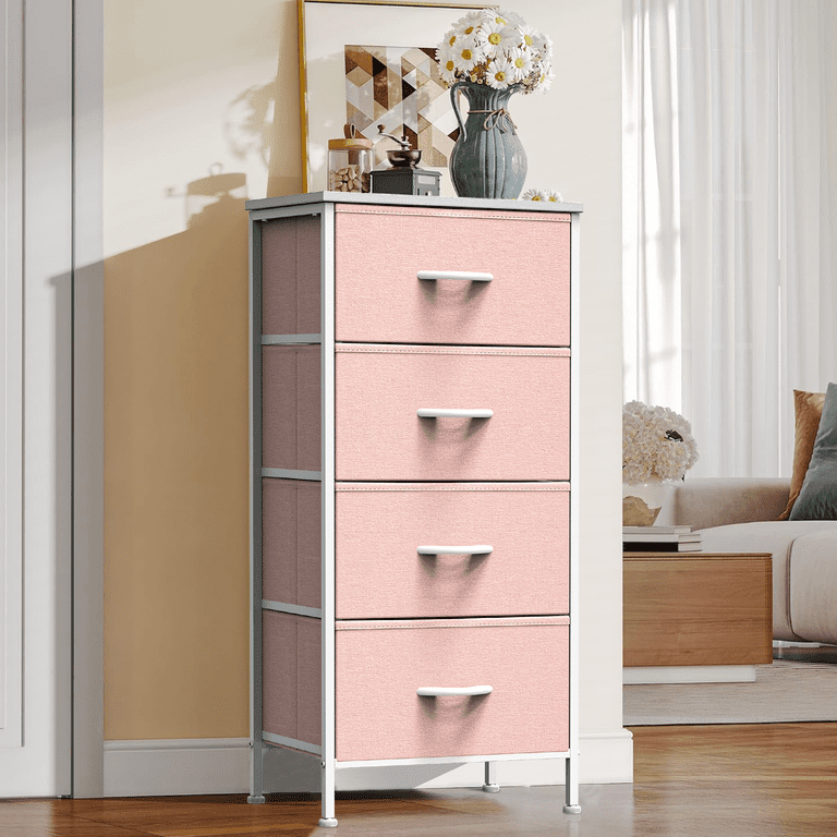 TrumanPick 4-Drawer Fabric Storage Tower, Pink photo 5