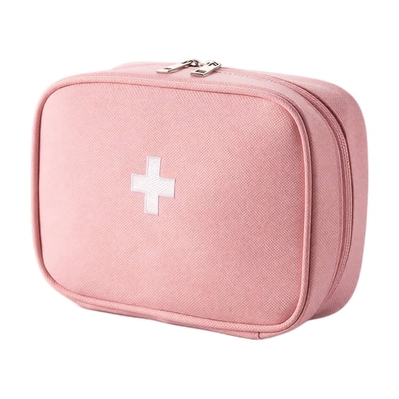 First Aid Kit, Pink Medium Size Portable Travel Emergency Pouch, 1 Pack Lightweight Oxford Cloth Medical Storage Bag, for Outdoor Camping Hiking Road Trip Home Car Office Emergency Medication Organiz