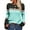 Mint, variant on Women Autumn Winter Colorblock Pullover Sweaters Round Neck Striped Slim Fitting Knitwear Tops