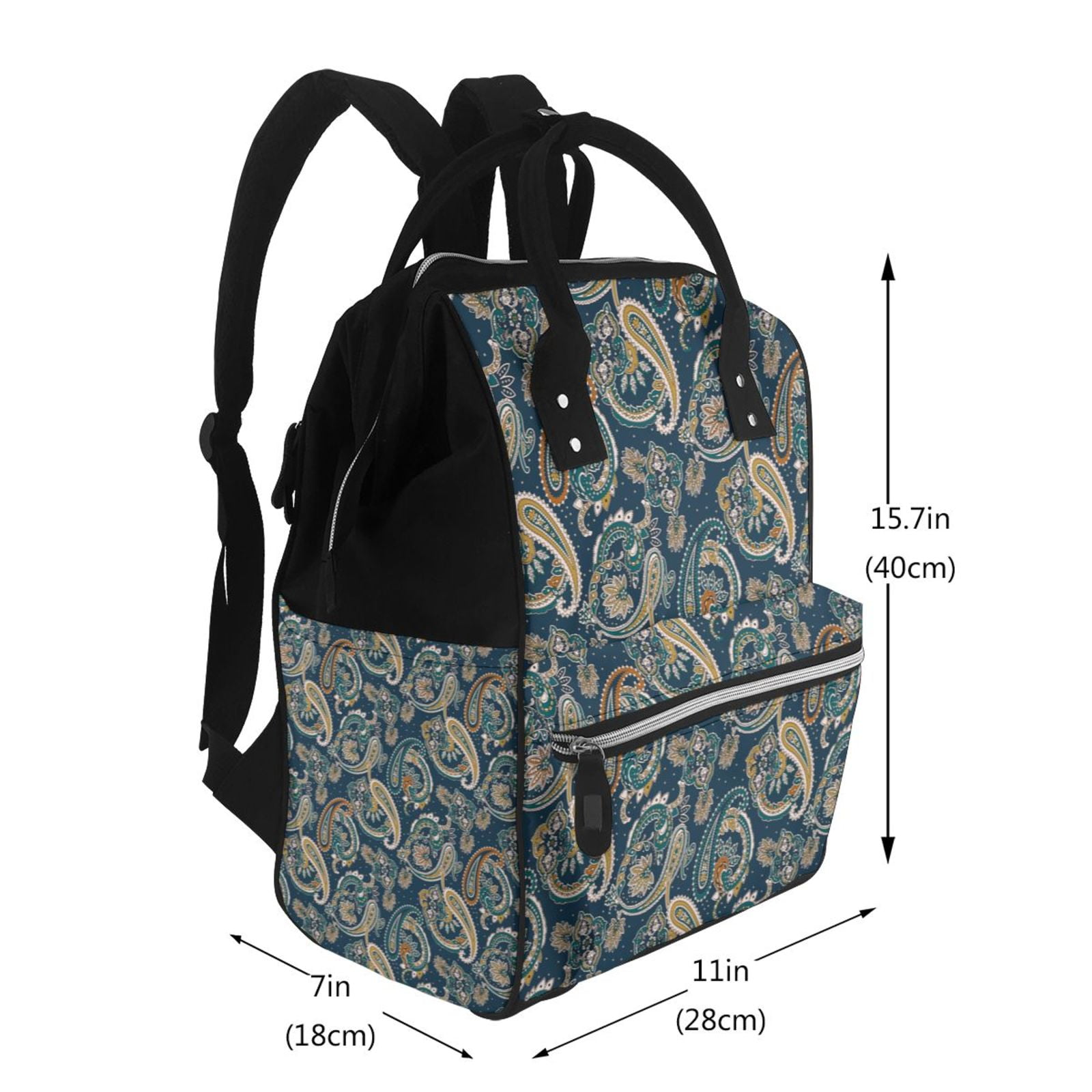 Ratiio Indian Paisley 2 Mummy Backpack - Waterproof Twill Canvas, Large Capacity Diaper Bag with Multiple Pockets and Adjustable Straps