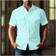 thumbnail image 5 of Yaoyar Mens Summer Vintage Turndown Collar Shirts Short Sleeve Casual Button Down Shirt Beach Vacation Tops, 5 of 6