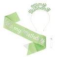 thumbnail image 1 of Diadema y Banda "¡Es mi cumpleaños!" para decoración de fiesta de mujeres, corona verde, 1 of 6