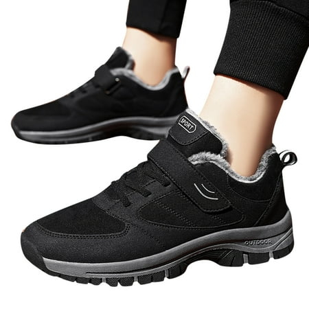 

Chnzic Winter Men Snow Boots Thick Soles Non Solid Color Lace Up Hook Loop Short Plush Warm And Comfortable