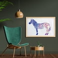 thumbnail image 2 of Zebra Wall Art with Frame, Animal with Colorful Stripes with Watercolor Paint Blemishes, Printed Fabric Poster for Bathroom Living Room, 35" x 23", Persian Blue Multicolor, by Ambesonne, 2 of 2