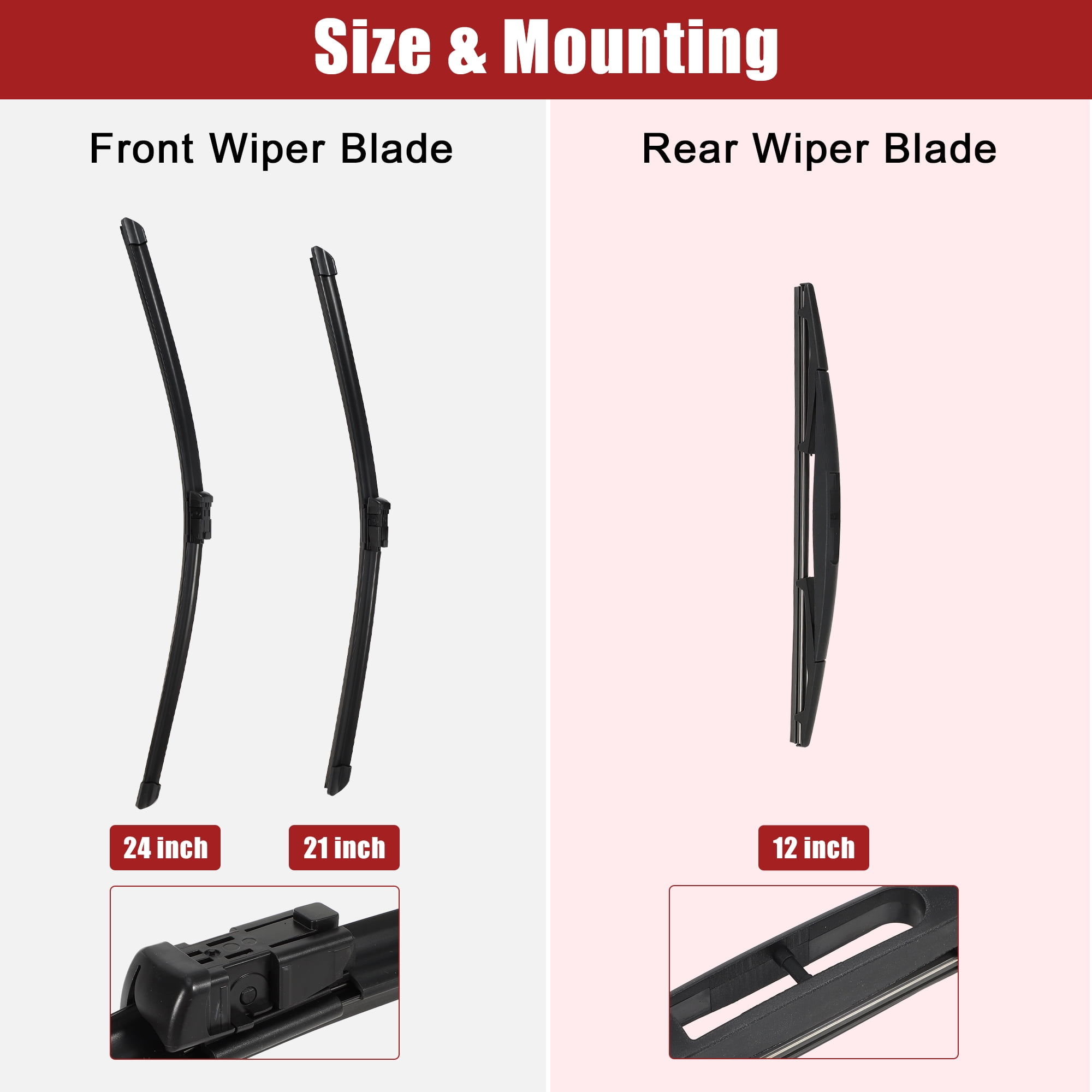 Unique Bargains 24 Inch 21 Inch 12 Inch Windshield Wiper Blade Set for Buick Enclave 2008