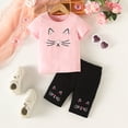 thumbnail image 2 of Mercatoo Toddler Baby Girls Summer Set Print Short Sleeve T Shirt Tops Shorts Clothes 2Pcs Cute Kids Casual Outfits, 2 of 6