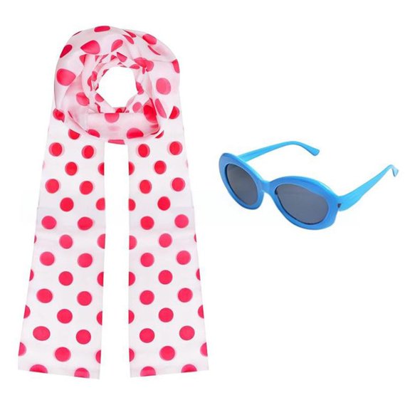 ZPAQI Women's Scarf and Glasses Set Blue Glasses Polkas Dot Scarf Glasses