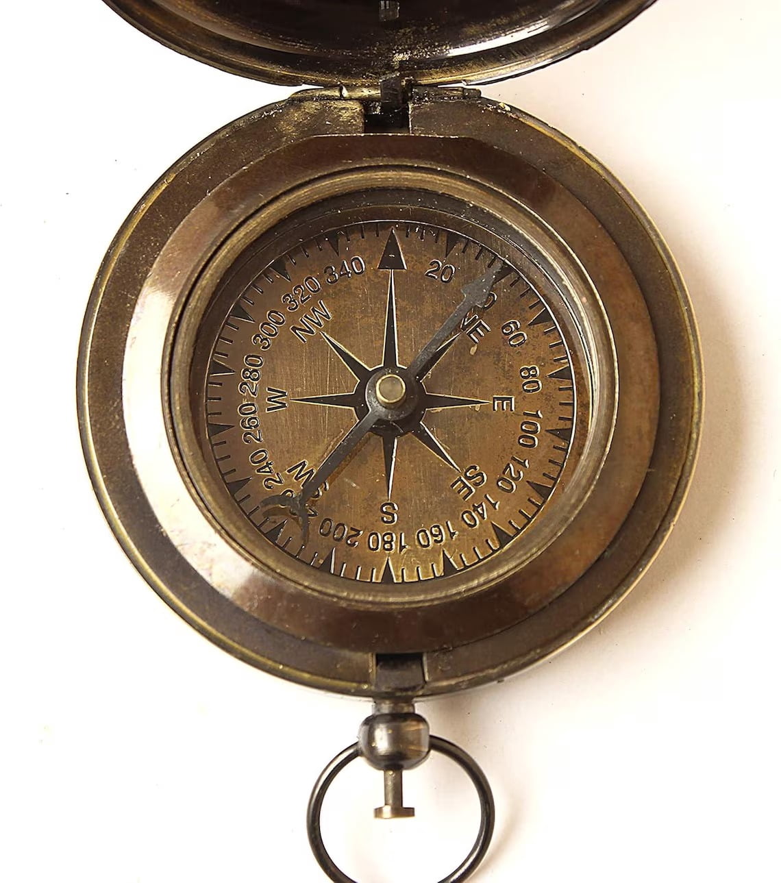 Personalised Ross London Antique Brass Pocket Compass – Vintage Maritime Compass | Custom Nautical Gift
