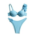 thumbnail image 2 of Trajes de baño Amzcrzy Tankini para mujer, trajes de baño, trajes de baño, bikini para mujer, bikini de acero de color sólido, conjunto de traje de baño de playa con flores para vacaciones, azul, M, 2 of 7