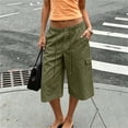 thumbnail image 5 of Mifsaly Capri Cargo Pants for Women Elastic Drawstring Waist Cropped Trousers with Pockets Lightweight Casual Knee Length Vacation Summer Capris Army Green,L, 5 of 7