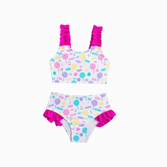 Ymyiu Tankini Girls Toddler Swimsuit Girl Baby Bathing Suit Ruffle Sleeveless Beach Swimwear with Shorts Two Piece Tankini Set 12-18 Months (Pink,12-18 Months)