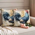 thumbnail image 2 of Blue Retro Rooster Pillow Covers 2 Pack Farmhouse Pastoral Vintage Animal Rustic Country Pillowcase Waterproof Outdoor Throw Pillow Cover for Patio Garden Square Cushion 24”x24”, 2 of 9